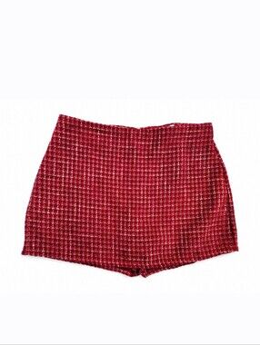 Altar’d State XL Red Tweed Boucle Skort High Waist Plaid Preppy Holiday Skorts